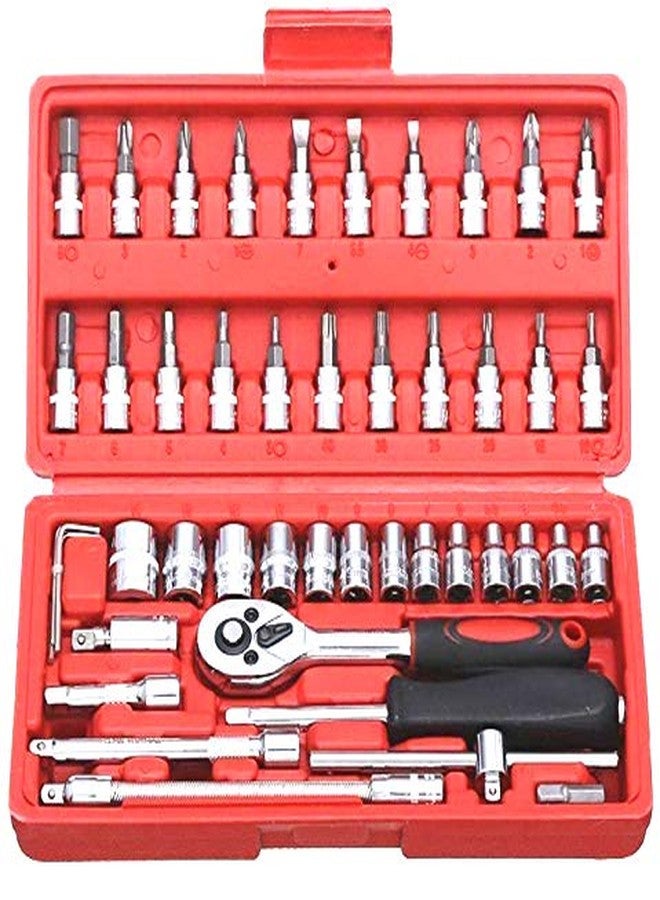 ISC 46 Pcs Socket Set 1/4" Car Repair Tools Ratchet Wrench Spanner Set Hand Tools Combination Bits Set Screwdriver Set Tool kit - Image 2